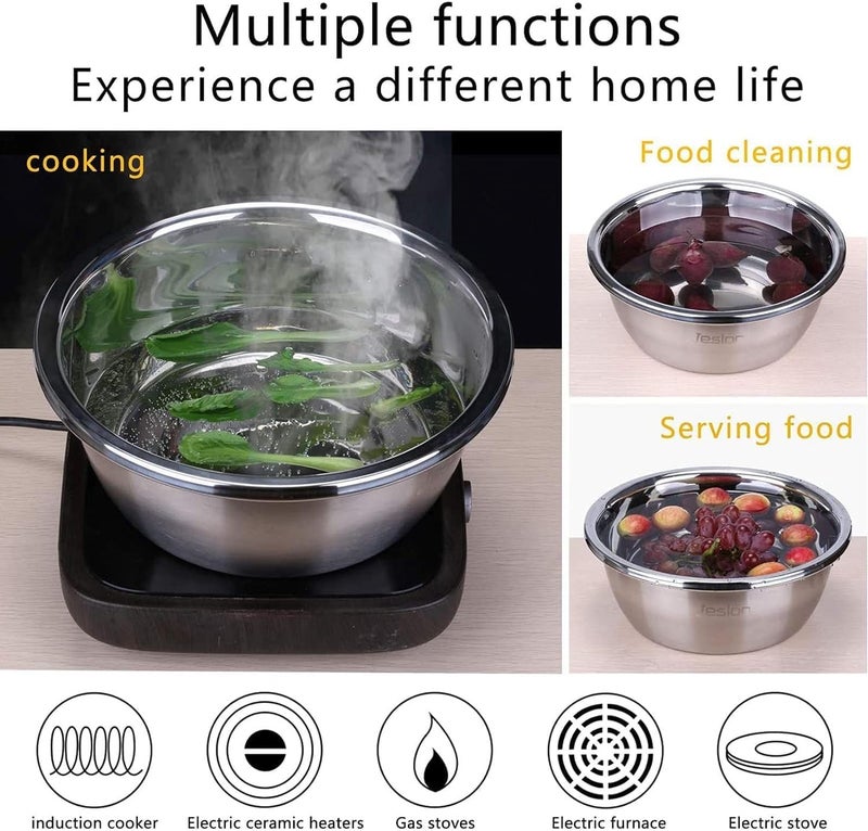 KRESHU 3-in-1 Multifunctional Stainless Steel Drain Basket Basin Set with Vegetable Chopper Layer Basin Bowl Kitchen Cheese Grater Julienne Peeler Colander Vegetable Salad Wash Basket (26CM) - Image 4
