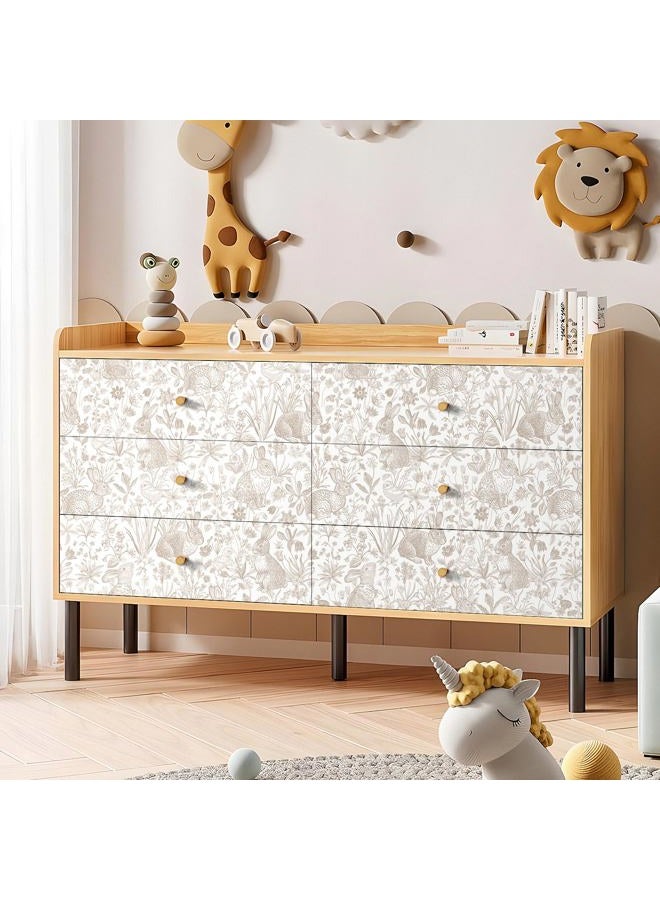 ReWallpaper 15.8in×23ft Beige Bunny Wallpaper Peel and Stick Neutral Countryside Cottage Wallpaper Bathroom Waterproof Whimsical Woodland Rabbits Bunny Wall Decor for Nursery Kids Room Bedroom Walls - Image 5