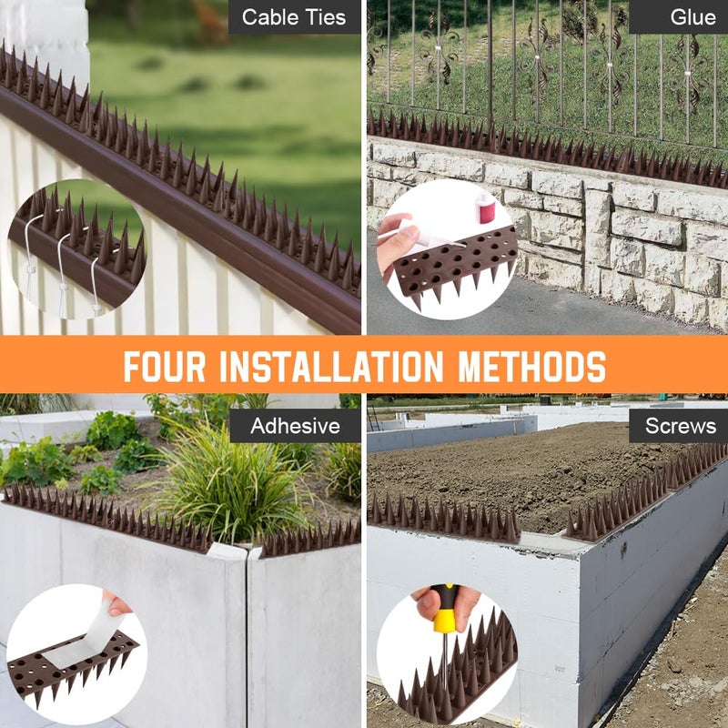 OFFCUP Anti Pigeon Spike, 1.8 m Plastic Bird Spikes with 10 Cable Ties for Roofing Rims Balconies, Outdoor Terraces Brown - Image 5
