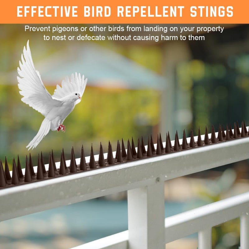OFFCUP Anti Pigeon Spike, 1.8 m Plastic Bird Spikes with 10 Cable Ties for Roofing Rims Balconies, Outdoor Terraces Brown - Image 3
