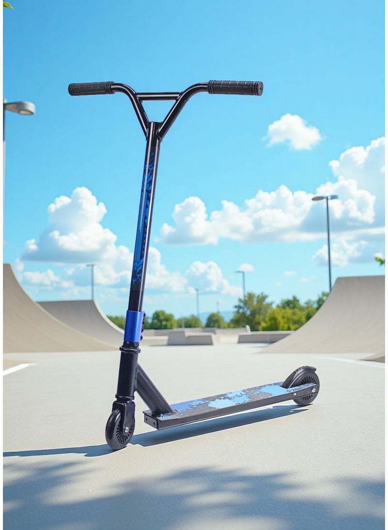 إيزي فيتشور سكوتر EASY FUTURE Stunt Scooter للحركات البهلوانية - سكوتر احترافي ثنائي العجلات بعجلات 110 مم، وسطح من الألومنيوم مع شريط قبضة، وقضبان عريضة على شكل حرف T، وفرامل فولاذية، ودوران 360 درجة، مثالي للمبتدئين والمتوسطين - Image 3