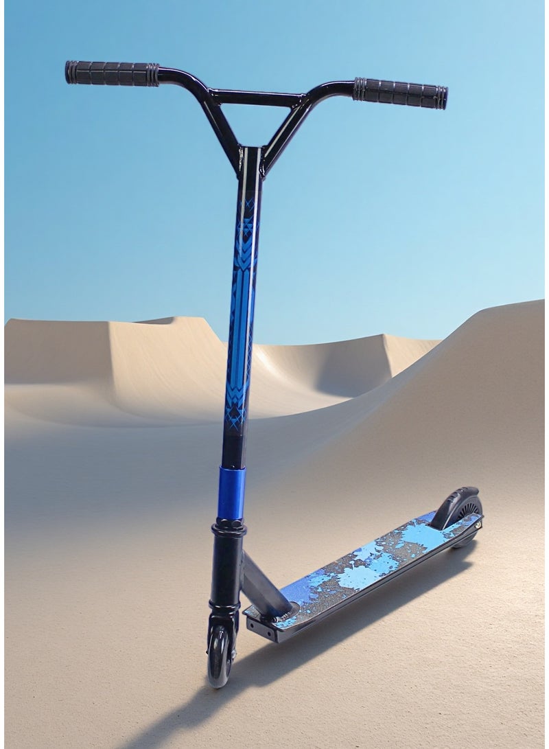 إيزي فيتشور سكوتر EASY FUTURE Stunt Scooter للحركات البهلوانية - سكوتر احترافي ثنائي العجلات بعجلات 110 مم، وسطح من الألومنيوم مع شريط قبضة، وقضبان عريضة على شكل حرف T، وفرامل فولاذية، ودوران 360 درجة، مثالي للمبتدئين والمتوسطين - Image 1