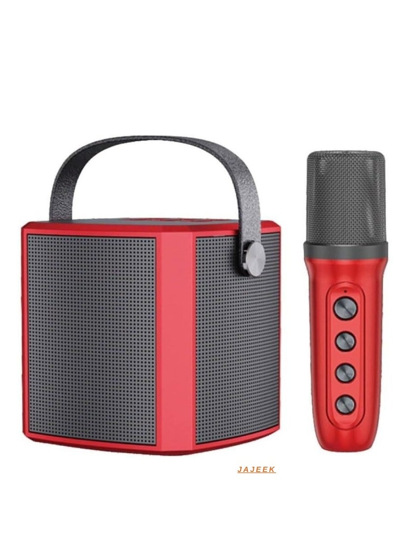 JAJEEK "Portable Bluetooth Karaoke Speaker with Rechargeable Wireless Microphone | Type-C Charging, Multiple Voice Modes, TF Card Support | Compact Singing Machine for Parties & Events (Red)" - Image 1
