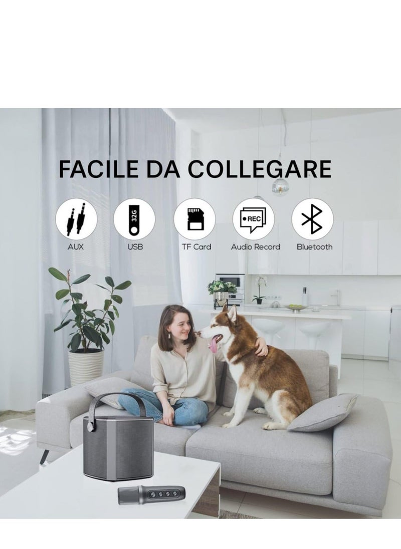 JAJEEK "Portable Bluetooth Karaoke Speaker with Rechargeable Wireless Microphone | Type-C Charging, Multiple Voice Modes, TF Card Support | Compact Singing Machine for Parties & Events (Red)" - Image 4