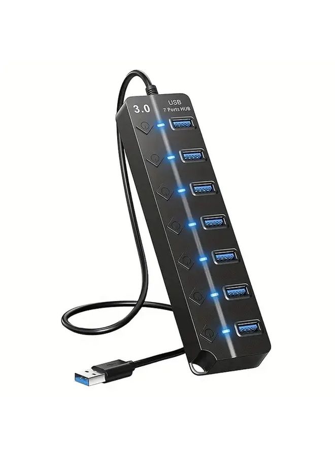 7 في 1 محور USB 3.0 7 منافذ لنقل البيانات عالي السرعة مع كابل طويل لإكسسوارات الكمبيوتر - Image 3