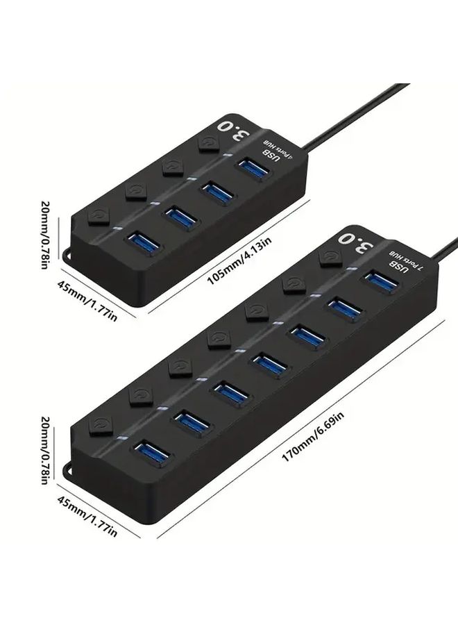 7 في 1 محور USB 3.0 7 منافذ لنقل البيانات عالي السرعة مع كابل طويل لإكسسوارات الكمبيوتر - Image 2