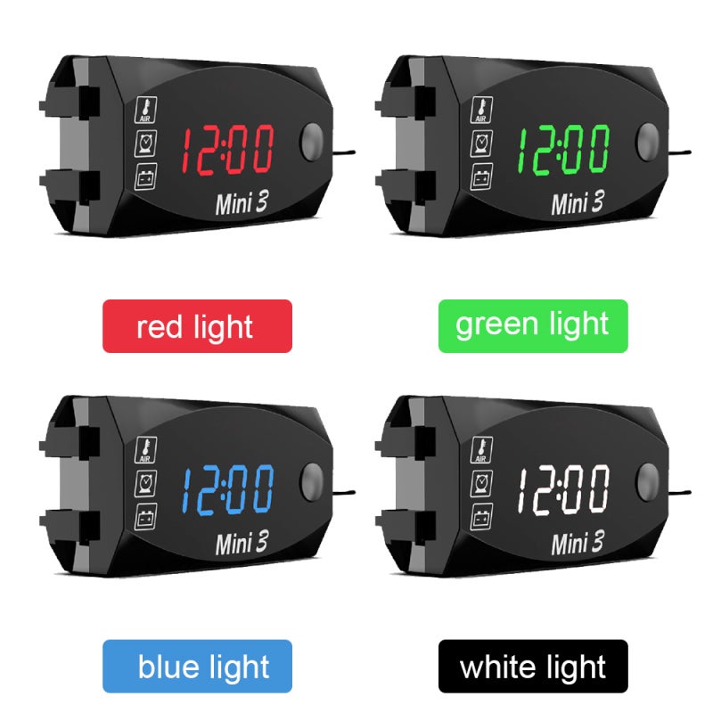 3 in 1 Motorcycle Voltmeter: Red Large LED Screen, Real-Time Monitoring, Memory Function - Waterproof Digital Time Clock & Thermometer for 6-30V Motorcycle, Car, Marine Boat - Image 5