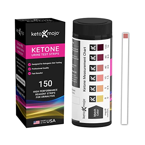 Keto-Mojo 150 Ketone Test Strips with Free Keto Guide eBook Free APP Urine Test for Ketosis on Ketogenic LowCarb Diets ExtraLong Strips 