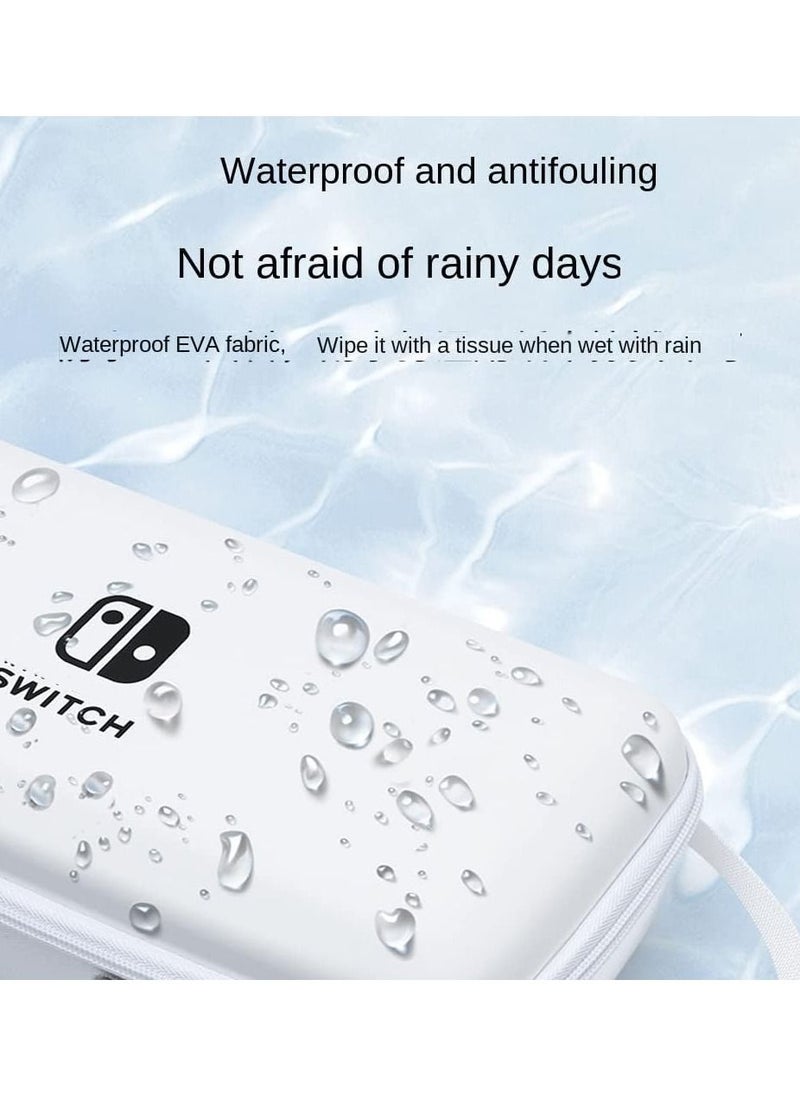 Vermaney Compatible Nintendo Switch Storage Bag Switch Case Game Console Hard Case Large Capacity Portable Built-in Stand (White)