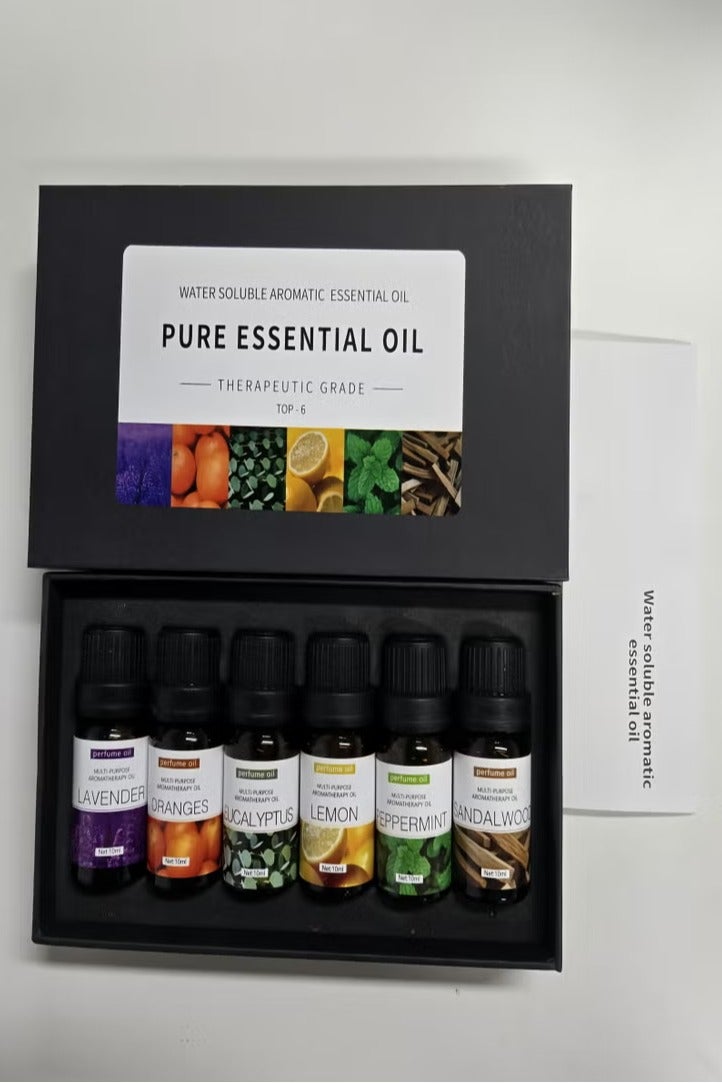 SKY-TOUCH 6pcs x 10 mL Essential Oils Suit Water Soluble Aromatherapy Essential Oil (Sandalwood&Sweet Orange&Lavender&Eucalyptus&Lemon&Mint) Aromatherapy Diffuser Oil for Humidifier, Aroma Diffuser - Image 1