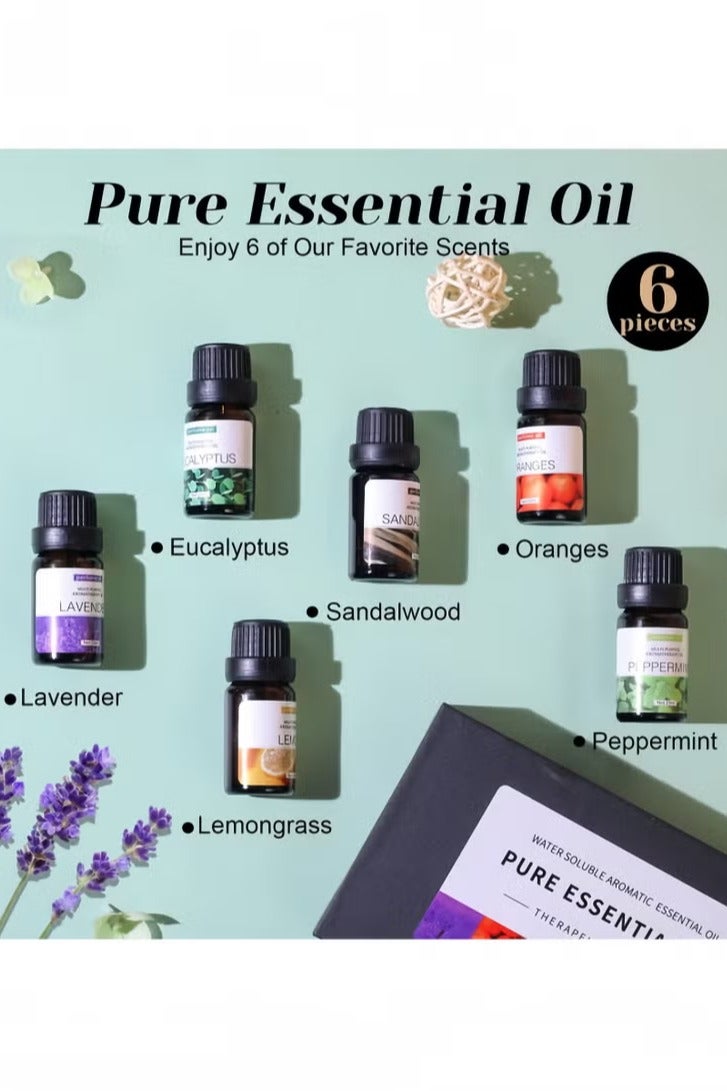 SKY-TOUCH 6pcs x 10 mL Essential Oils Suit Water Soluble Aromatherapy Essential Oil (Sandalwood&Sweet Orange&Lavender&Eucalyptus&Lemon&Mint) Aromatherapy Diffuser Oil for Humidifier, Aroma Diffuser - Image 4