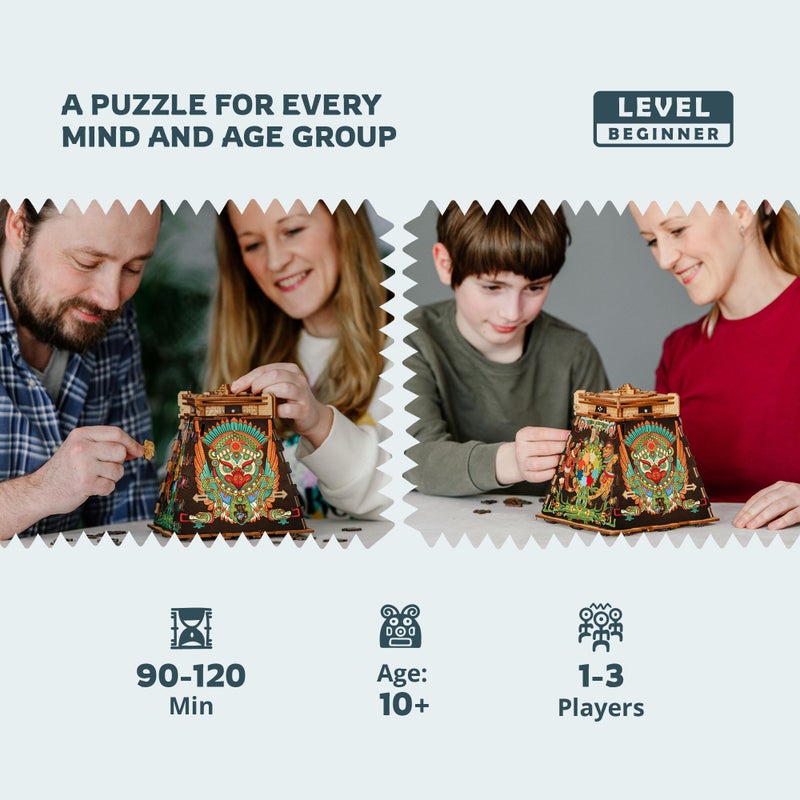 iDventure Cluepuzzle Pyramid of The Sun | Puzzle Box with Jigsaw Puzzle | Escape Room Game | Treasure Box | 3D Wooden Puzzle | Sequential Puzzles Puzzle Box Adults and 10+ | Money Gift Box - Image 5
