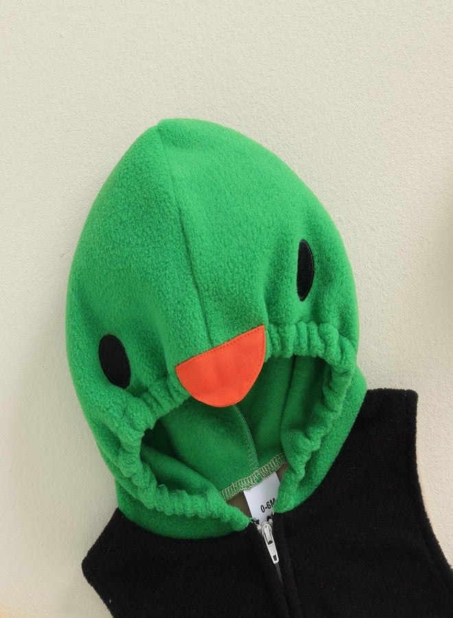 Pudcoco Infant Baby Boys Girls Halloween Mallard Duck Costume Hooded Sleeveless Romper Leggings Outfit Set (Green, 12-18 Months) - Image 3