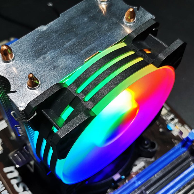CPU Air Cooler 90mm 48cfm 1800PRM 2 Copper Heat Pipes RGB Lighting Computer CPU Cooling Fans for Intel LGA115X for AMD AM4 - Image 1