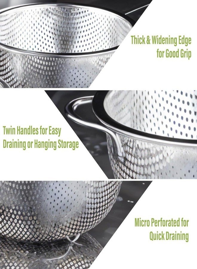 DHAVAL Kavid Heavy-Duty Stainless Steel Colander with Double Handles - Large Micro-Perforated Strainer for Draining Pasta, Vegetables, Fruits, and Grains - Rust-Resistant, Dishwasher Safe, 25x5 cm - Image 5