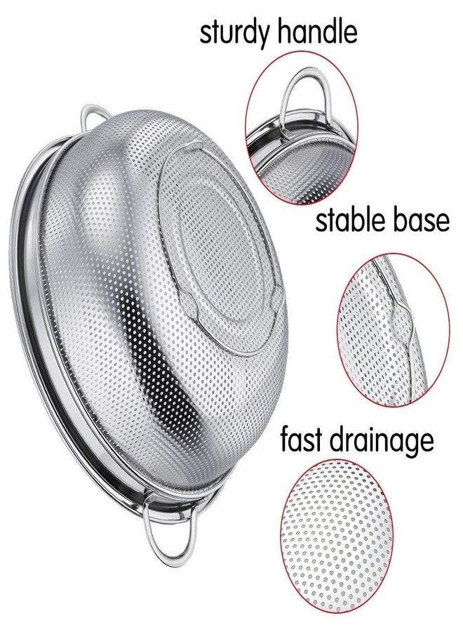 DHAVAL Kavid Heavy-Duty Stainless Steel Colander with Double Handles - Large Micro-Perforated Strainer for Draining Pasta, Vegetables, Fruits, and Grains - Rust-Resistant, Dishwasher Safe, 25x5 cm - Image 2