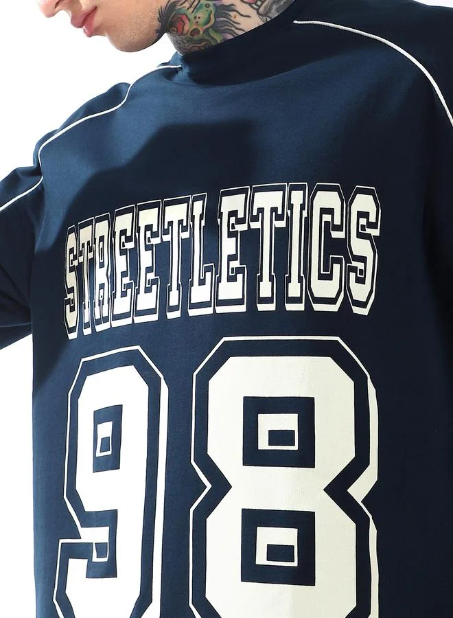 Hubberholme Men Typography Streetletics Printed Round Neck Cotton Relaxed Fit T-shirt