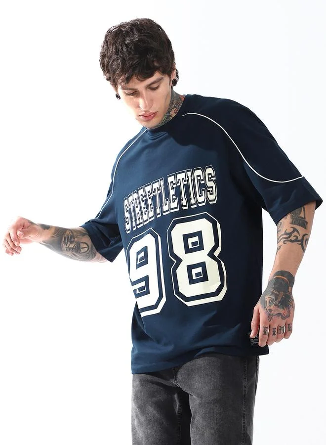 Hubberholme Men Typography Streetletics Printed Round Neck Cotton Relaxed Fit T-shirt
