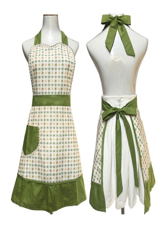 Love Potato Cute Lovely Unique Design Women Girls Ladies Retro Apron with Chic Pocket for Cooking Kitchen, Green - Image 3