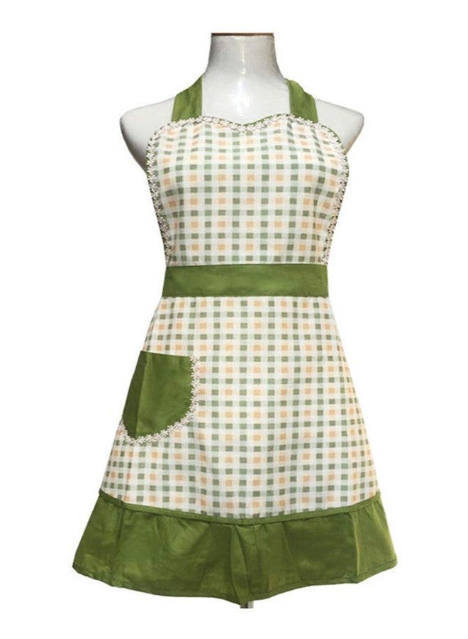 Love Potato Cute Lovely Unique Design Women Girls Ladies Retro Apron with Chic Pocket for Cooking Kitchen, Green - Image 2