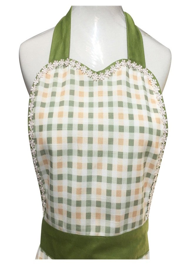 Love Potato Cute Lovely Unique Design Women Girls Ladies Retro Apron with Chic Pocket for Cooking Kitchen, Green - Image 4