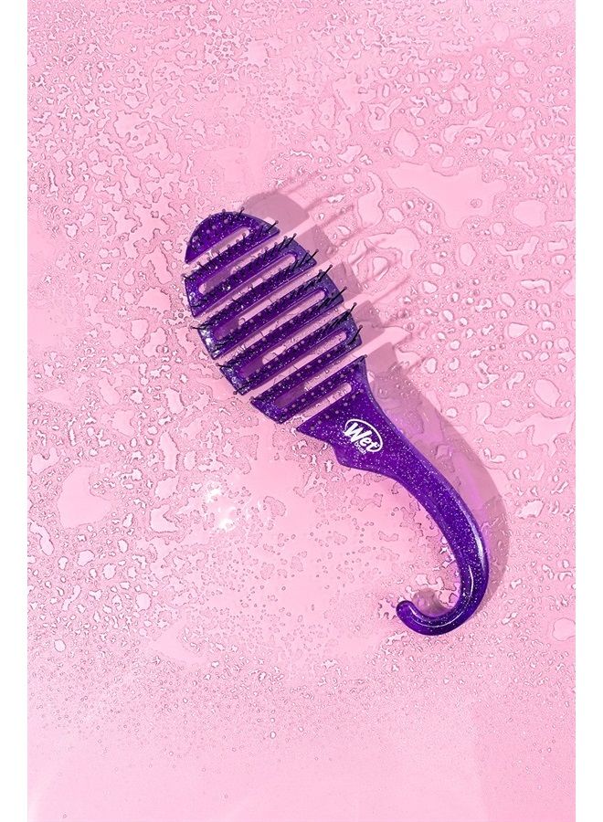 Wet Brush Shower Detangler Hair Brush - Purple Glitter - Ultra-Soft IntelliFlex Bristles with Hangable Design - Detangling Comb Protects Against Split Ends & Breakage - Pain-Free for Wet & Dry Hair