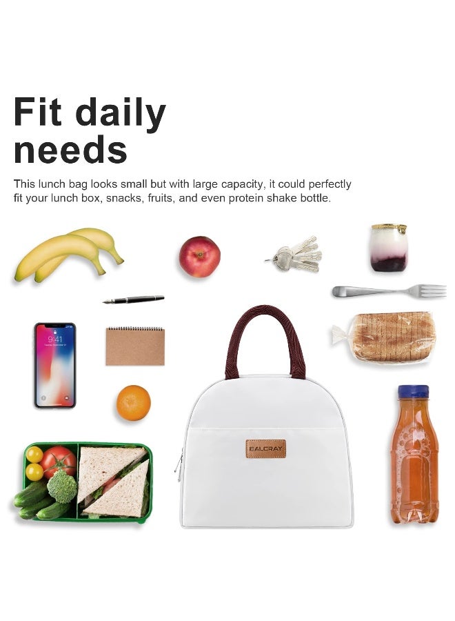 BALORAY Lunch Bag for Women Men Insulated Lunch Box for Adult Reusable Lunch Tote Bag for Work, Picnic or Travel (White) - Image 3