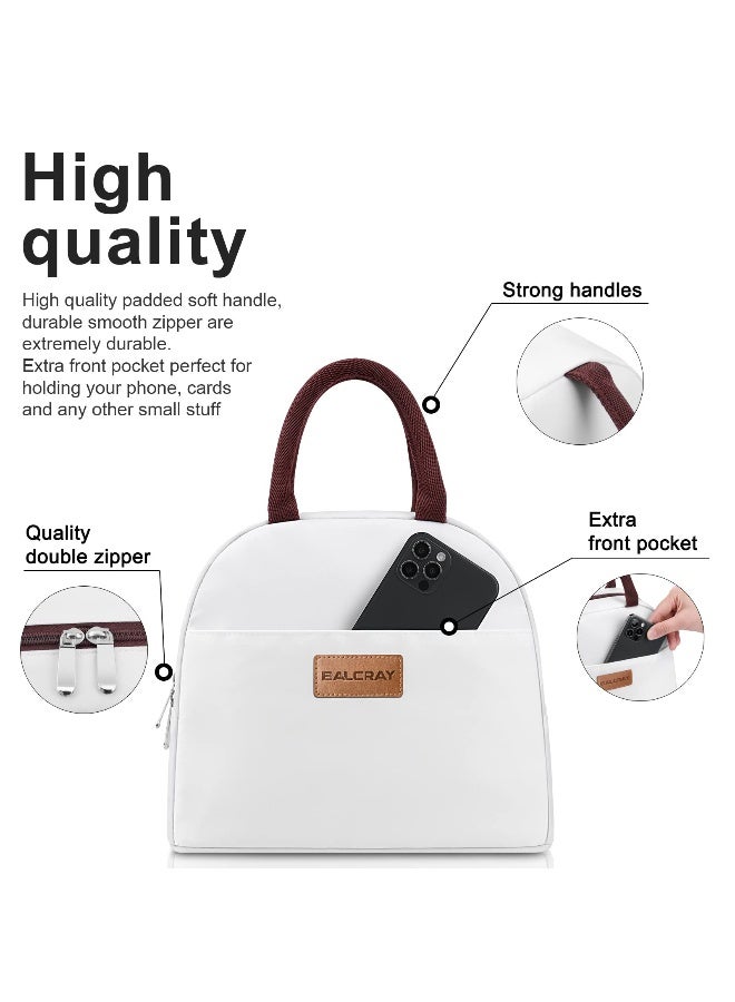 BALORAY Lunch Bag for Women Men Insulated Lunch Box for Adult Reusable Lunch Tote Bag for Work, Picnic or Travel (White) - Image 5