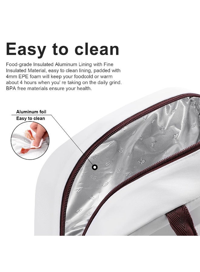BALORAY Lunch Bag for Women Men Insulated Lunch Box for Adult Reusable Lunch Tote Bag for Work, Picnic or Travel (White) - Image 4