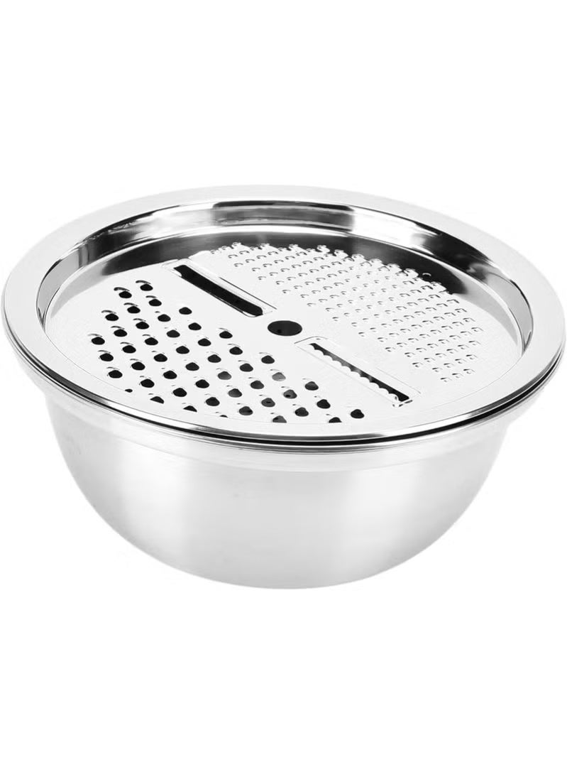 طقم عجان ومصفاه ومببشرة ستانلس ستيل ذات جوده عالية متعدد الاستخدام – 3 قطع (مصفاة + وعاء + مبشرة) - Image 5