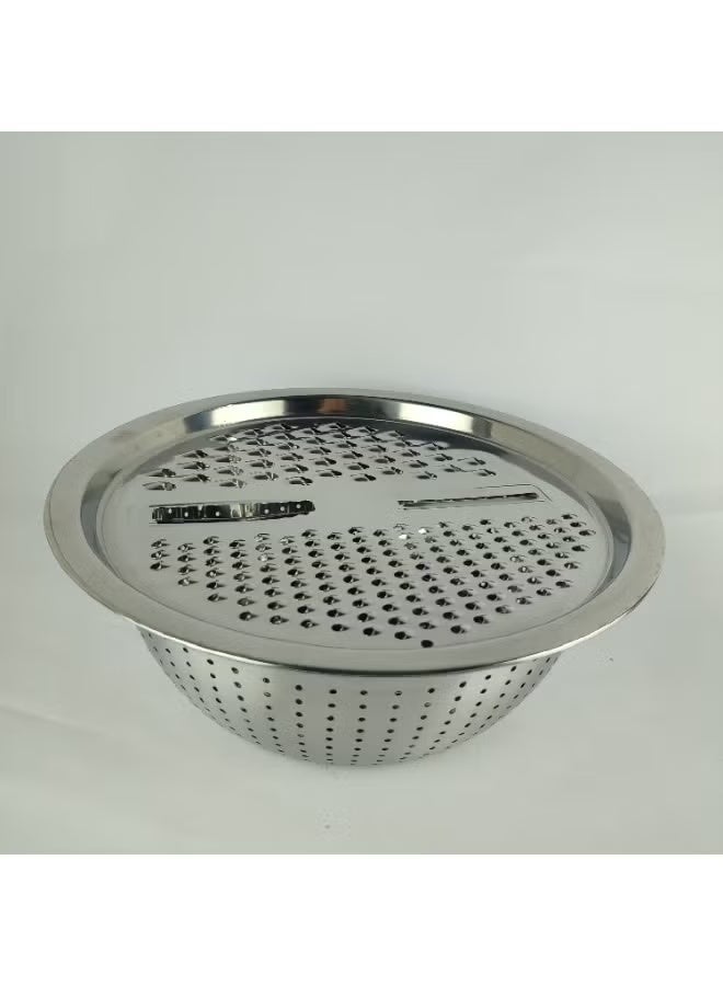 طقم عجان ومصفاه ومببشرة ستانلس ستيل ذات جوده عالية متعدد الاستخدام – 3 قطع (مصفاة + وعاء + مبشرة) - Image 4