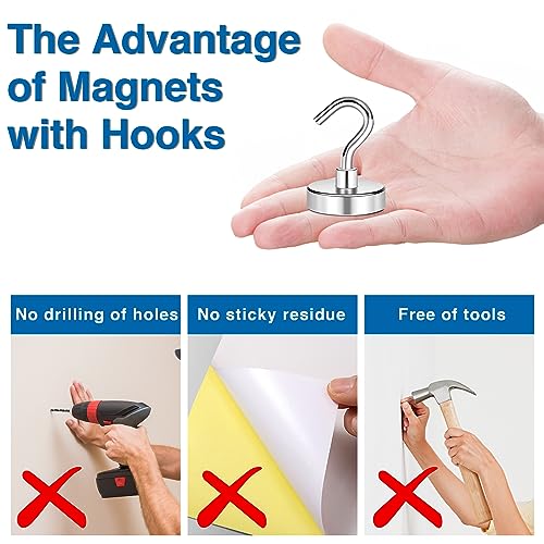 LOVIMAG Strong Magnetic Hooks, 100LBS Magnet Hooks for Cruise Cabin, Super Powerful Neodymium Magents for Cruise Essentials Must Haves, Heavy Duty Magnets for Metal Door, Refrigerator,Ceiling - 6 Pcs - Image 5
