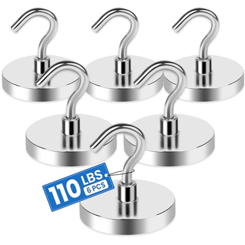 LOVIMAG Strong Magnetic Hooks, 100LBS Magnet Hooks for Cruise Cabin, Super Powerful Neodymium Magents for Cruise Essentials Must Haves, Heavy Duty Magnets for Metal Door, Refrigerator,Ceiling - 6 Pcs - Image 1
