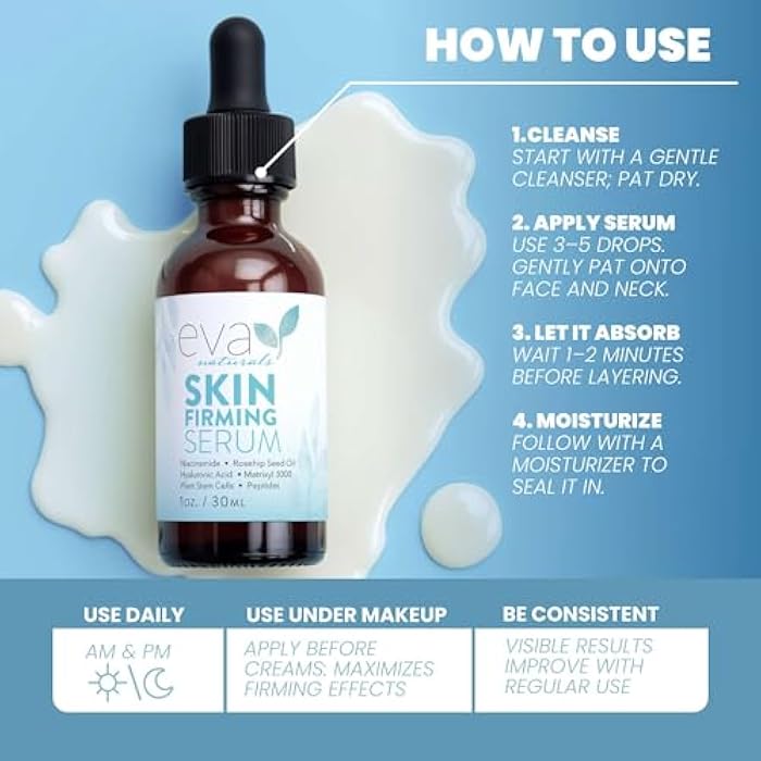 Eva Naturals Skin Firming Serum with Niacinamide and Hyaluronic Acid, 1 oz - Image 4