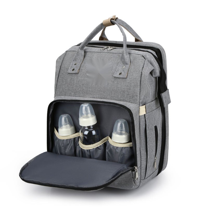 Portable Foldable Diaper Bag with Travel Crib, Large Capacity Insulated Bottle Holder, Multi-function Maternity Nappy Bag for Baby - Image 4