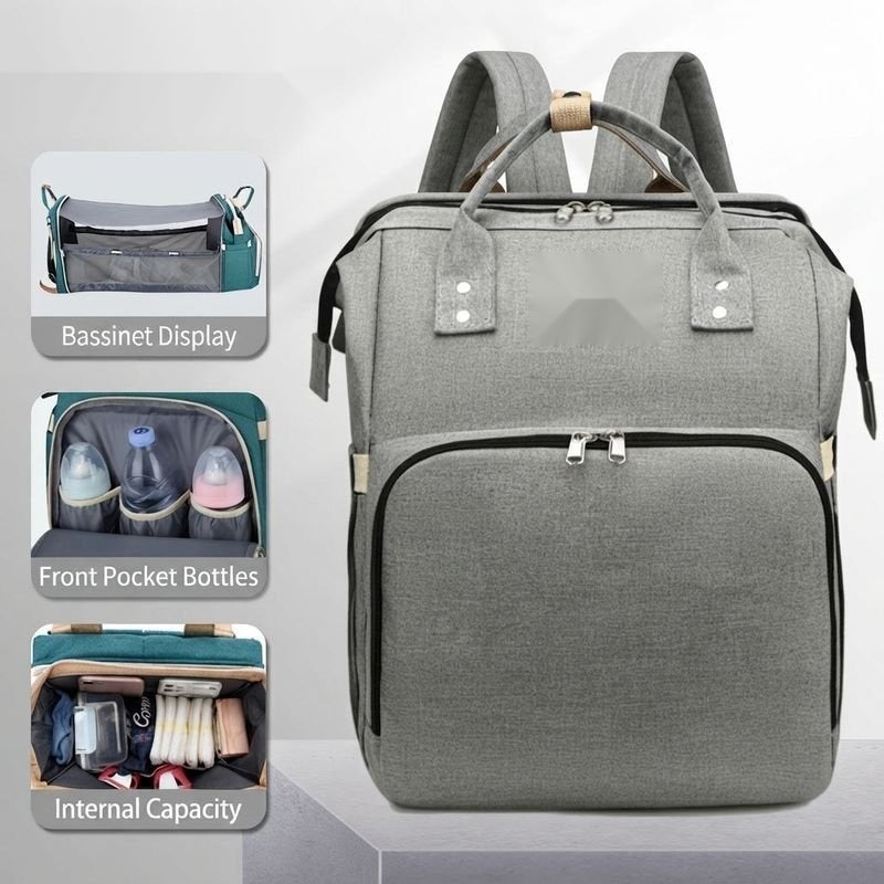 Portable Foldable Diaper Bag with Travel Crib, Large Capacity Insulated Bottle Holder, Multi-function Maternity Nappy Bag for Baby - Image 2