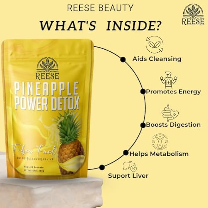 REESE Pineapple Power Detox - Cleansing Drink - All Natural Premium Ingredients - 25 Sachets - Image 2