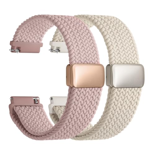Fullmosa Magnetic Nylon Watch Bands 20mm Quick Release Watch Strap Compatible with Garmin Vivoactive 65 Venu Sq Forerunner 16555 Samsung Galaxy Watch 7654 4044mm for Men Women StarlightMuted Pink - Image 1