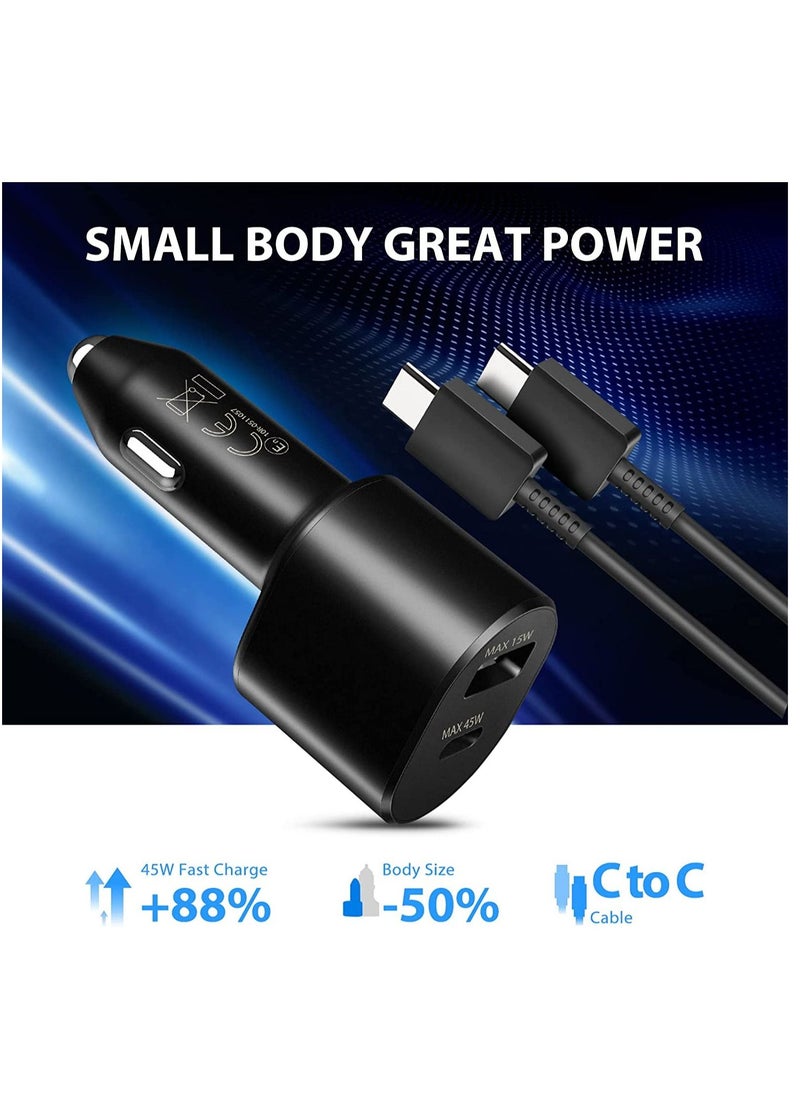 Generic - 60w Car Charger Super Fast Charging 2.0 Dual-Port (45W+15W) with USB C to C Cable fo Samsung Galaxy S23,S22,S21/S21 Ultra/ S21 Plus 5G,Note 10/10+ 5G Z Fold 5 5G, S20/Note 20, Tab S9/S9+ - Image 1