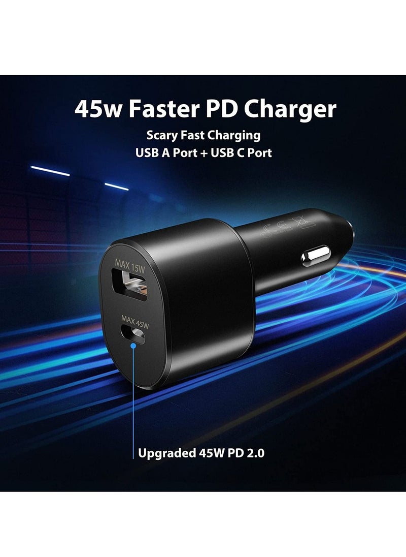 Generic - 60w Car Charger Super Fast Charging 2.0 Dual-Port (45W+15W) with USB C to C Cable fo Samsung Galaxy S23,S22,S21/S21 Ultra/ S21 Plus 5G,Note 10/10+ 5G Z Fold 5 5G, S20/Note 20, Tab S9/S9+ - Image 1