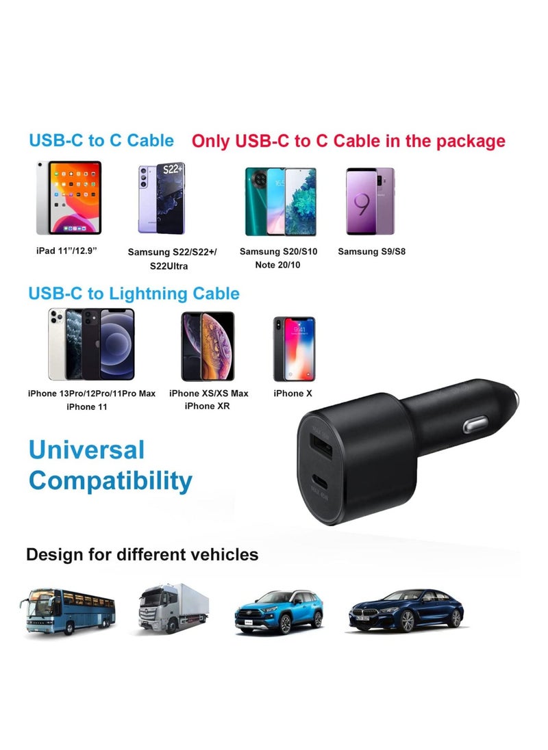 Generic - 60w Car Charger Super Fast Charging 2.0 Dual-Port (45W+15W) with USB C to C Cable fo Samsung Galaxy S23,S22,S21/S21 Ultra/ S21 Plus 5G,Note 10/10+ 5G Z Fold 5 5G, S20/Note 20, Tab S9/S9+ - Image 1