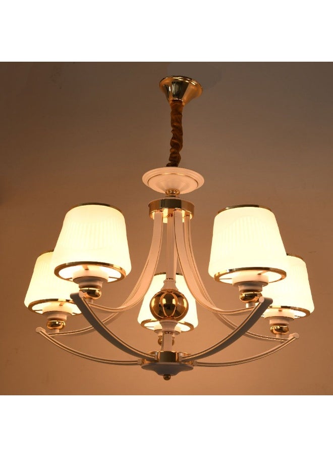 DANUBE HOME Danube Home Jenny Mx Traditional Chandelier For Bedroom| 5-Lights Indoor Lighting Fixture With E27 Socket|Metal Frame With Gold Finish|Hanging Bulb, Changeable Light|Ceiling Lights (1 Year Warranty)  - Image 1