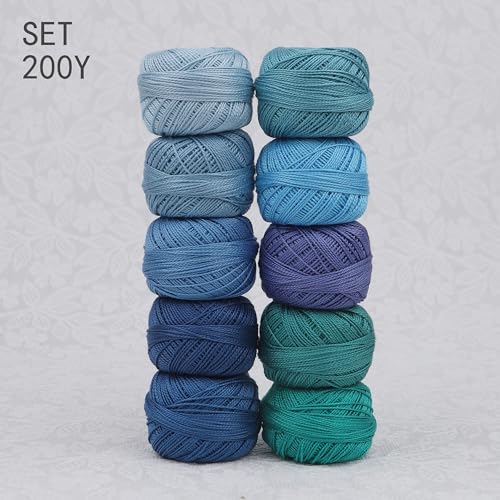 AMOHilos Size 8 Double Mercerized Egyptian Long Staple Cotton Pearl Thread Ball 5 Grams Rainbow Color Embroidery Thread 10 Colors per Box for Crochet Hardanger Cross Stitch Hand Embroidery (Set Y) - Image 3
