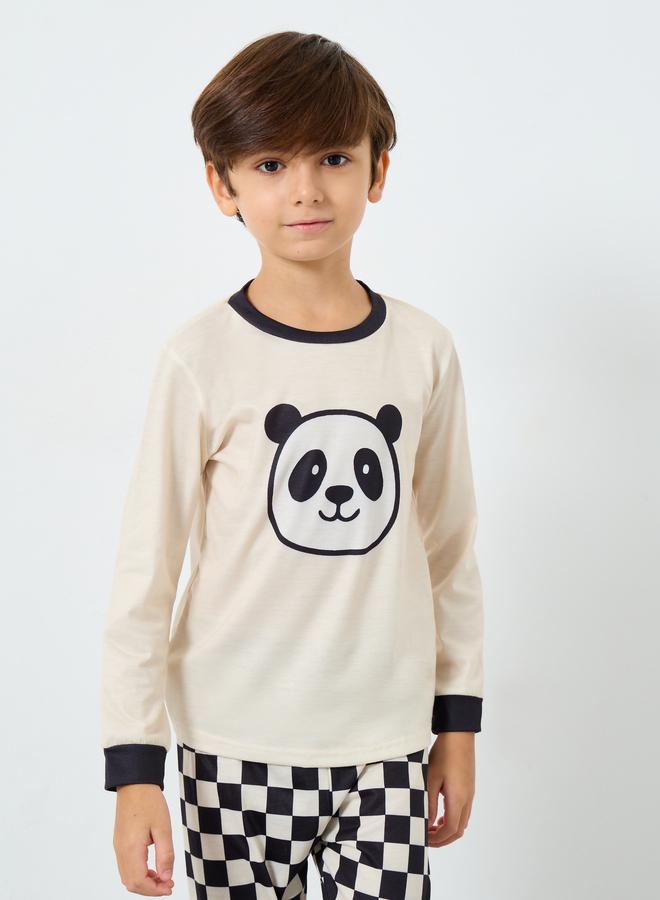 Styli Panda Printed Long Sleeve T-Shirt and Pyjama Set - Image 3