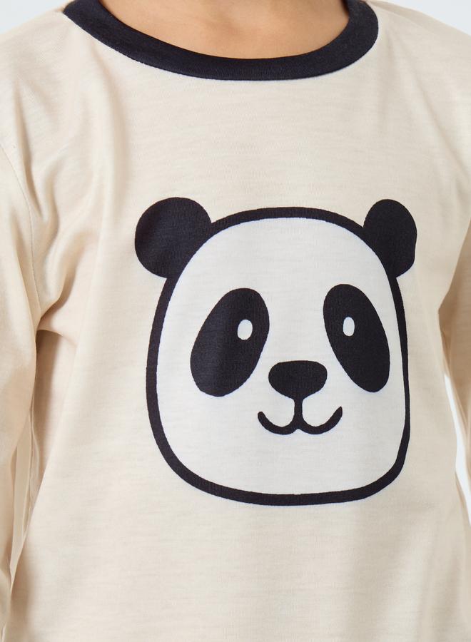 Styli Panda Printed Long Sleeve T-Shirt and Pyjama Set - Image 4