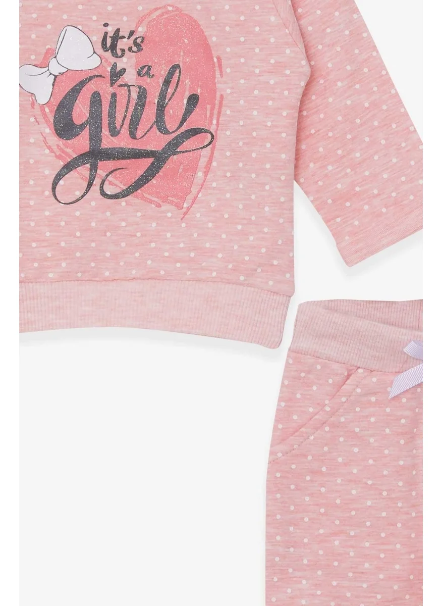 بريز Baby Girl Tracksuit Set Polka Dot Glitter Printed 6 Months-2 Years, Salmon Melange