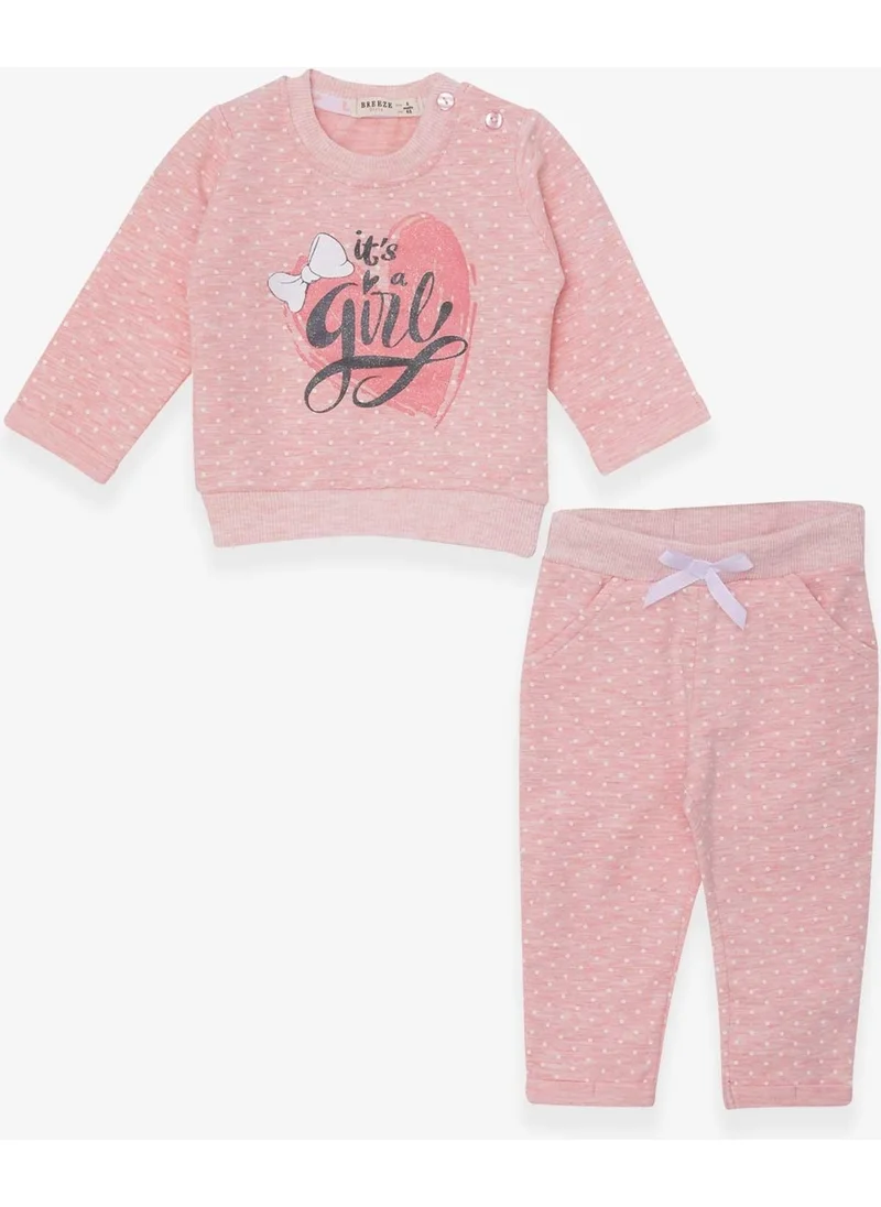 بريز Baby Girl Tracksuit Set Polka Dot Glitter Printed 6 Months-2 Years, Salmon Melange