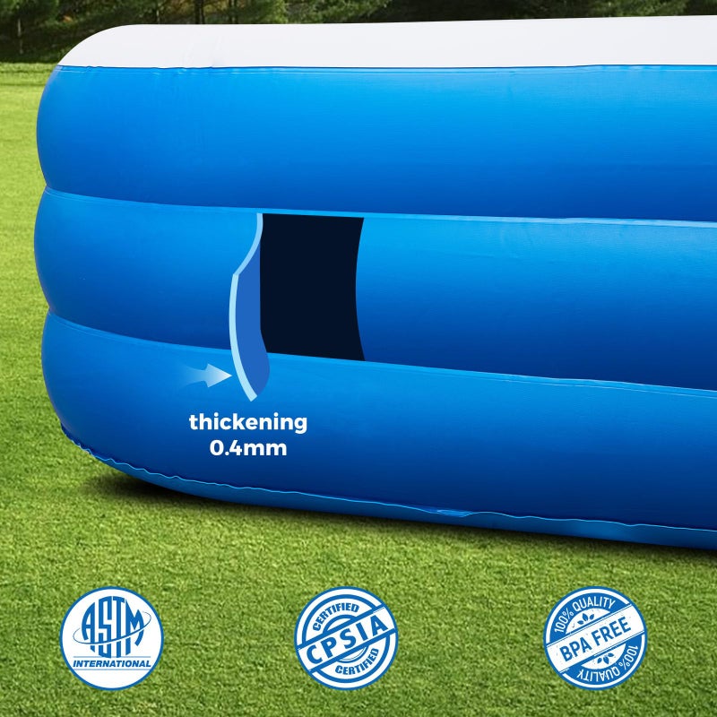 AIYIBEN Inflatable Swimming Pool with Pool Lights, 130" x 72" x 22" Full-Sized Large Inflatable Family Pool, Summer Water Party, Outdoor, Garden Backyard, Suitable for Adults - Image 5