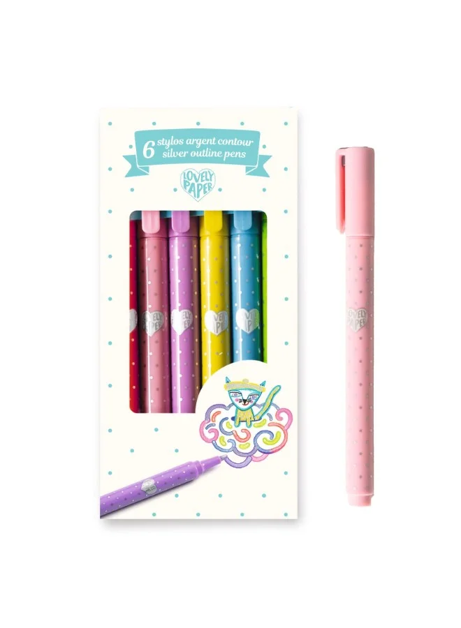 DJECO 6 Silver Outline Pens