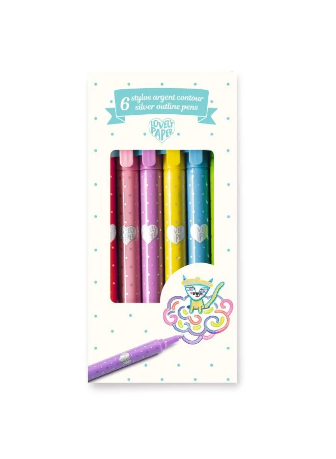 DJECO 6 Silver Outline Pens